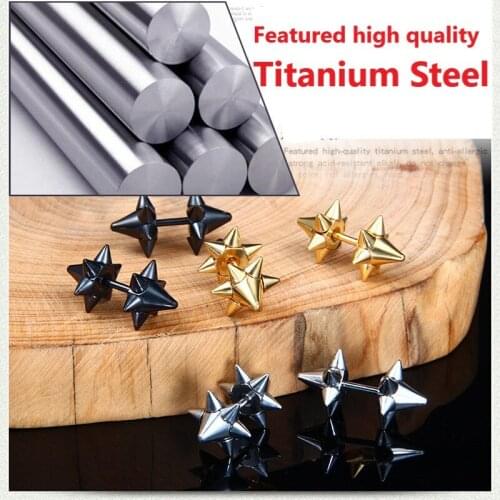 1 pair Punk Multiple Colour Stainless/Titanium Steel Stud Earrings For Men and Women Halloween Pierced Earrings Ear Jewelry