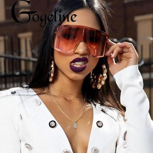 Oversized shield Sunglasses for Women Men big windproof Gradient rimless one piece sun glasses female gradient sexy shades red