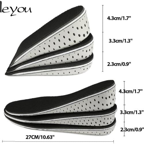 Leyou 2.3-4.3cm Height Incrase Insoles Pads Eva ELevator Invisible Insoles Sweating and Deodorant Sports Insole Lifts