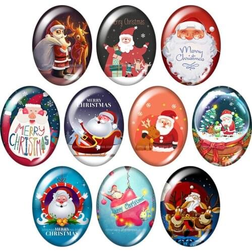 TB0277 Christmas Santa Claus Gift 13x18mm/18x25mm/30x40mm mixed Oval photo glass cabochon demo flat back Jewelry findings TB0056