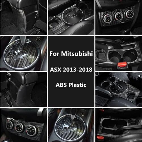 Carbon Fiber Printed Car Gear Handbrake Drink Holder Panel Sticker Cover for Mitsubishi ASX 2013 2014 2015 2016 2017 2018