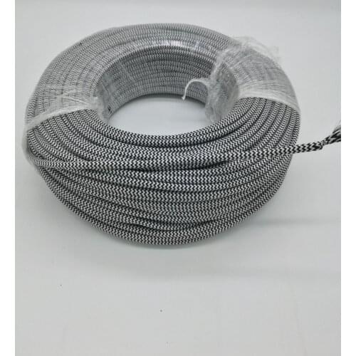 2X0.75mm black-white zigzag color vintage fabric cable textile pendant lamp power cord electric copper 2 cores fabric wire