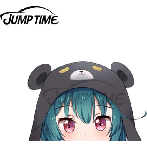 Jump Time 13 x 9cm For Yuna Peeker Kuma Bear Kumabear Car Truck Decal Bumper Window Vinyl Car Stickers 3D Sticker Waterproof DIY