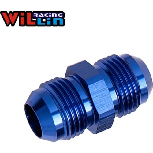 WILLIN - 2pcs/pack AN3 4 6 8 10 12 16 Male Flare Union Straight Aluminum Union Adapter AN Male To AN Male Blue -AN815