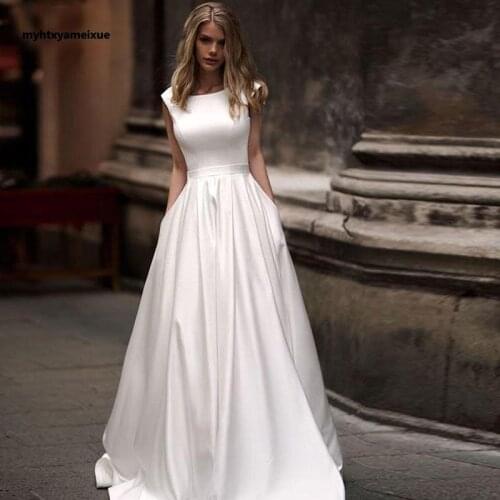 Ivory white robe satin wedding party Dress Robe De Soiree longue Formal sim Vestido De Boda White Gown Vestido De Novia Sencillo