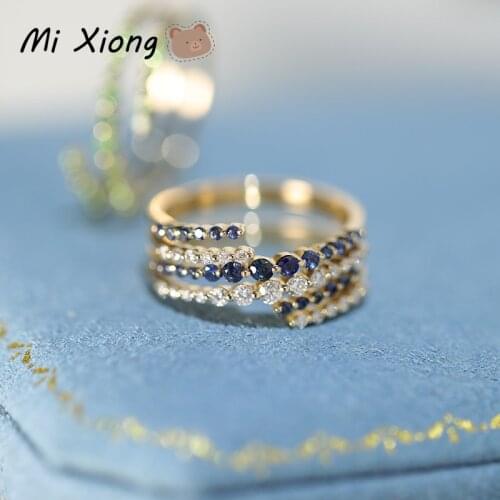Mi Xiong Three-color 925 Sterling Silver Rings for Women Engagement Geometric Volume Luxury Jewelry Wedding Gift Charm Classic