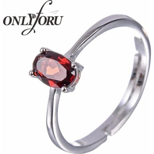 Natural Garnet 925 Sterling Silver Ring Cut Purple Stone Women Wedding Anel Aneis Gemstone Rings