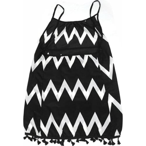 Female Wavy Strip Midi Dress Graceful Braces Shoulder Fashion Lady Dress Tassel Hem Summer Chiffon Beach Dress 2021 HOT SALE