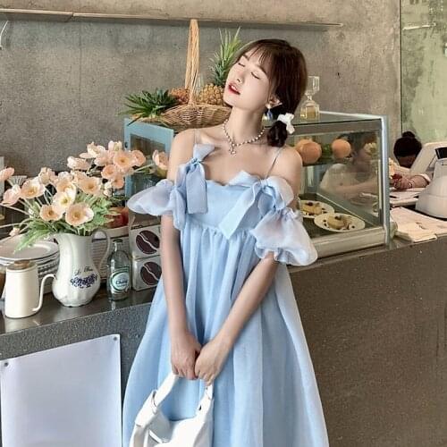 Bella 2021 Summer Vintage Strap Dress Women Sweet Off Shoulder Ruffle Fairy Dress Female Elegant Evening Party Ladies Dress New