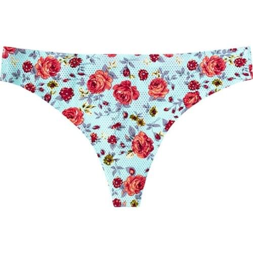 Women Sexy Flowers Lingerie Temptation Low-waist Panties Thong No trace Breathable Underwear Female G String Intimates