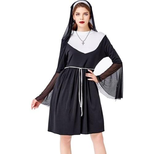 Value Fancy Dress Female Priestess Nun Costume Adult Ladies Religious Sister Uniforms Erotic Carnival Costumes Cosplay