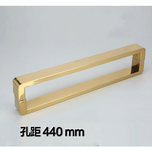 Gold 304 Stainless Steel Shower Door Pull / Push Handles Bathroom Glass Door Handles,GLASS MOUNT for 6~12mm Glass