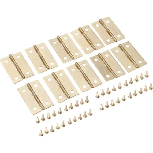 10Pcs Gold Furniture Cabinet Hinge Drawer Door Small Hinge 4 Hole Jewelry Wood Box Decorative Hinge Furniture Hardware 35x22mm
