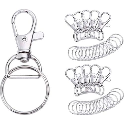 100 Pcs Metal Swivel Lanyards Snap Hooks Lobster Clasps with Key Rings Key Chain Ring Paracord Lanyard for Jewelry Findings
