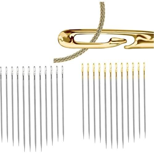 12Pcs Blind Sewing Needle Elderly Needle-side Hole Household Sewing Stainless Steel Sewing Needless Automatic Threading Punch