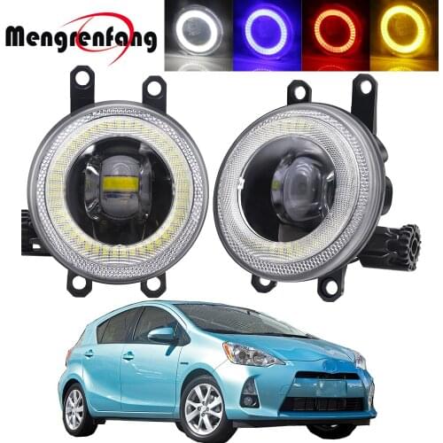2in1 Car Right + Left LED Fog Light Assembly Angel Eye Daytime Running Lamp 30W 8000LM 12V For Toyota Prius C V Plus 2011-2015