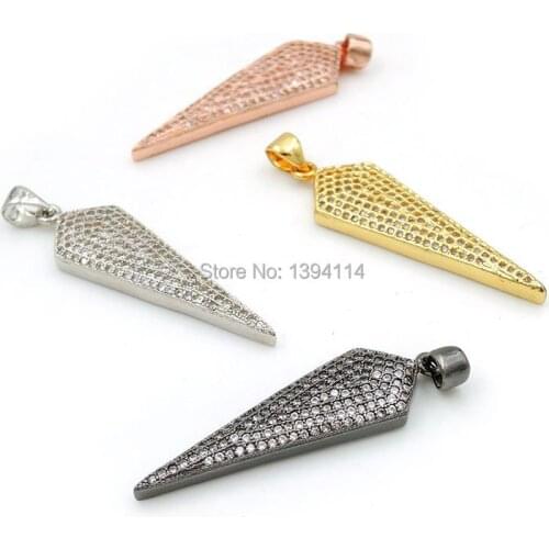 35*10*3mm Micro Pave Clear CZ Arrow Charms Fit For Making DIY Necklaces Jewelry