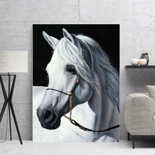 5D DIY diamond painting cross stitch white horse square rhinestone diamond embroidery animal handmade gift home wall decoration