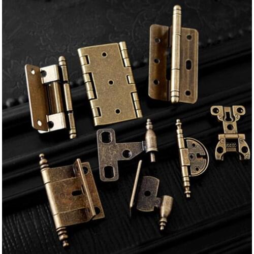 Antique hinge green bronze 3 inch retro European round crown head hinges Book book cabinet door antique copper hinge