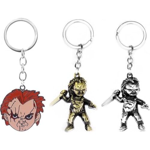 Movie Seed of Chucky Figure Pendant Key Chains Men Women Metal Car Purse Keychian Keyring Holder Halloween Party Accessories