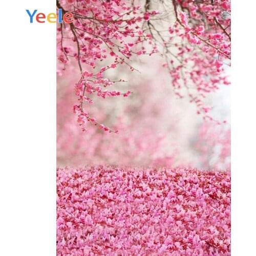 Yeele Pink Blooming Tree Flower Petals Passage Photography Backdrop Photographic Studio Photo Background Decorations Prop