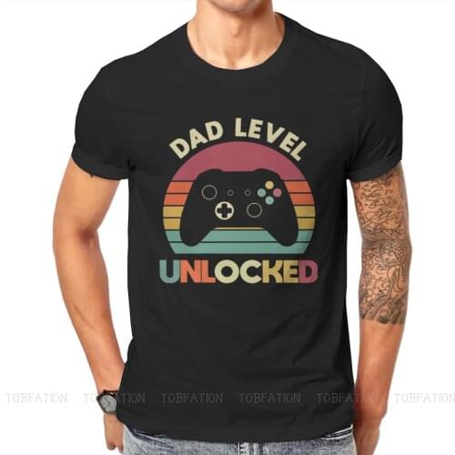 Fathers day Daddy Grandpa Man TShirt Dad Level Unlocked Retro New Dads Fashion T Shirt Harajuku Streetwear Hipster
