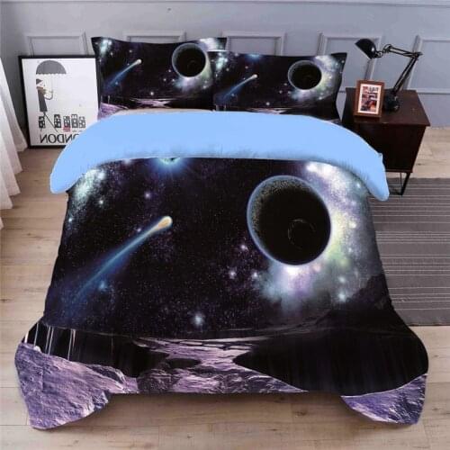 Galaxy 3D Printing Never Fade Outer Space Quilt cover with 2 Matching Pillow shams Bed sheet Twin Full Queen King Russian size