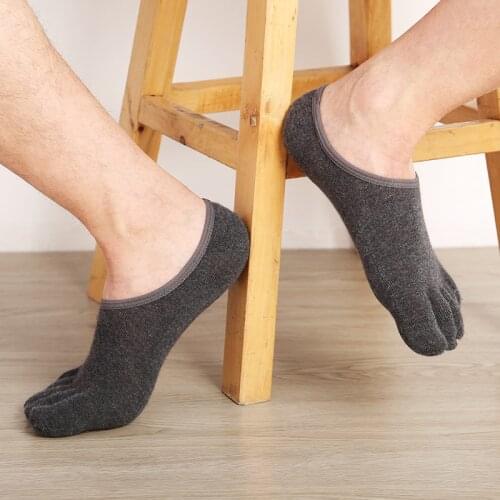 Quality Male Spring Summer Cotton Toes Socks Breathable Sweat-absorption Five Finger Socks Men Casual Invisible Socks MKF003
