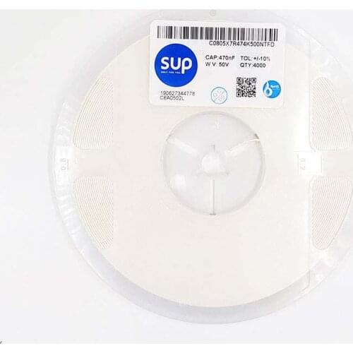 50PCS C0805X7R474K500NTFD Chip capacitor 0805 X7R 474K(470nF) 50V ±10% Thickness 0.85mm