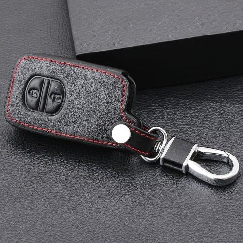 Leather Key Case 2 Buttons For Toyota Avalon Camry Corolla Rav4 Auris Yaris Prius Fob Protector Key Case