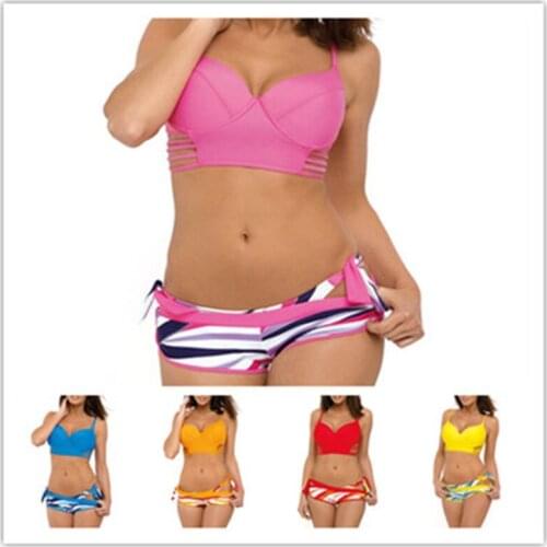 Bikini Summer Womens New Style Printed Bikini Stripe Multicolor Beach Sexy Split Swimsuit Three-Piece Swimwear