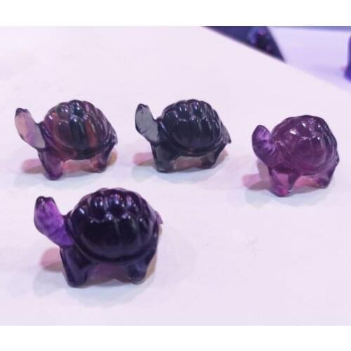 Cute 1pcs Natural Rainbow Fluorite Tortoise Statue Hand-carved Figurine Animal Home Decoration healing Stones and crystals