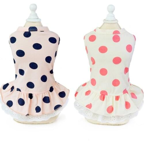 Fashion Dot Bow Cat Dog Dress Skirt Summer Sweer Pet Princess Dresses for Small Dogs Shih Tzu Yorkshire Clothing Puppy Clothes
