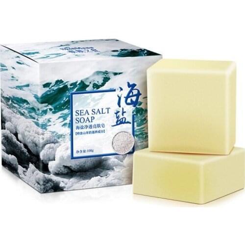 Milk Sea Salt Cleaner Soap with Box Moisturizing Removal Face Wash Pimple Pores Acne Whitening Base Skin Care 100G