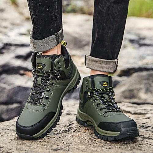Trekking Boots Trail Camping Climbing Sneakers Men Wear-resistant Non-slip Warm Velvet Hiking Shoes