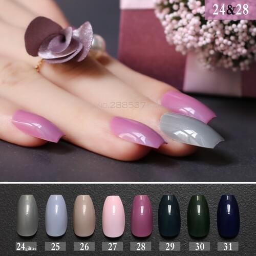 New pink hot Gray glitter False Coffin nails Green Blue Fake nail Nude Ballerinas nail Designs Pure colour candy Rose
