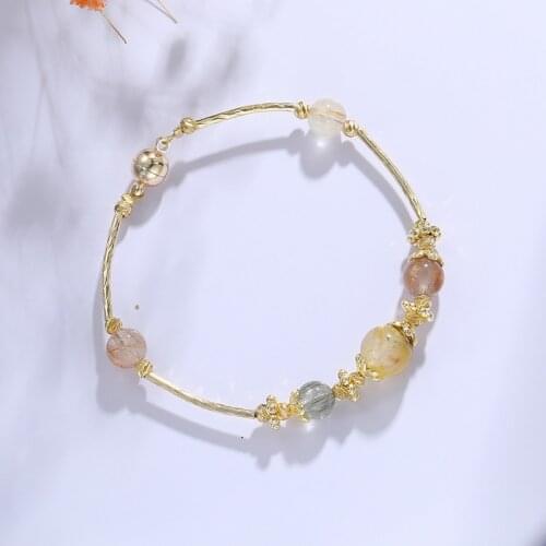 Original natural color hair crystal Bracelet Womens exquisite light luxury retro jewelry ins niche design gift for girls