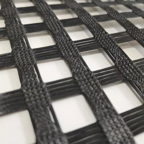 Warp-knitted polyester geogrid POLYESTER MESH road pavement reinforcement mesh price per square meter