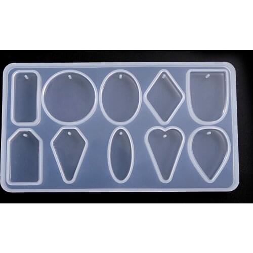Perforated Pendant Round Rectangular Elliptical Silicone Mold For Jewelry Charms Making Tool Crystal Epoxy Cake Resin Moulds