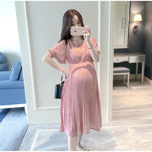 Maternity Leisure Dresses For Pregnancy Pregnant Women Wedding Pleated Dot printing Dress Sexy Photo Shoot Photography Clothing