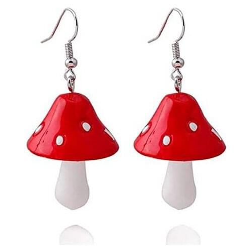 Mushroom Shape Pendant Dangle Earrings Sweet Fresh Mushroom Drop Earrings Colorful Mushroom Chic Charm Earrings for Women Girls