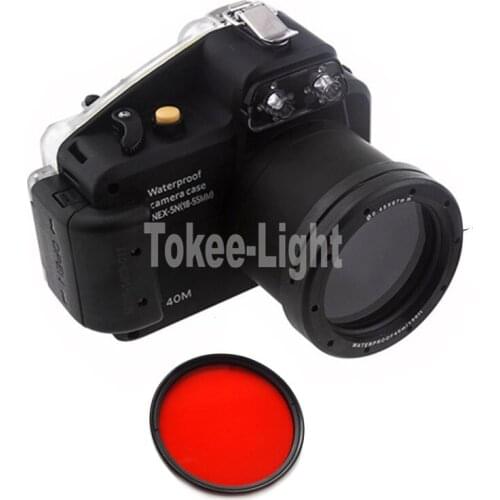 Underwater Waterproof Case Housing Bag for Sony NEX-5N 18-55mm Diving Camera With 67mm Red filter