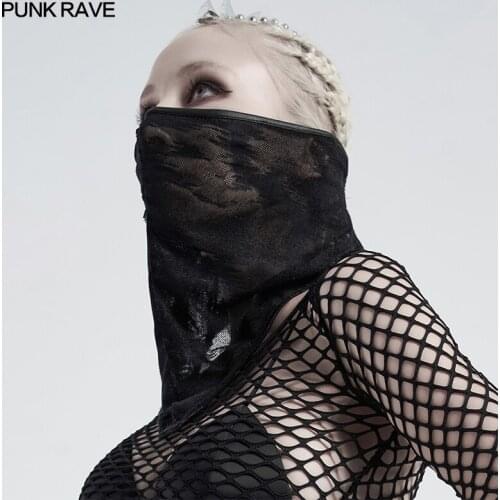 PUNKRAVE Womens Punk Daily Dustproof Mesh Triangular Scarf Irregular Patterned Adjustable Straps Assassin Facecloth or Scarf