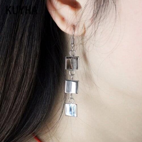 Fashion Statement Drop Earrings For Women Jewelry Silver Color Long Earrings Geometric Earrings Bijoux Jewelry
