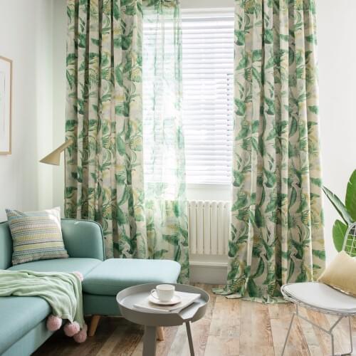 Slow Soul Grey Blue Green Forest King Curtain Quality Modern Fabric Tulle Curtains For Living Room Leaves Pastoral Bedroom Sheer