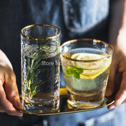 Japanese-style Phnom Penh Hammer Pattern Glass Cup Household Transparent Drinking Cup Wine Glass Juice Cup Drink Cup Milk Cup