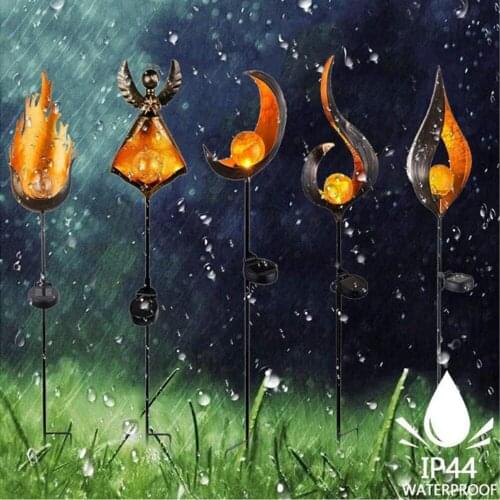 LED Lawn light Solar Powered Metal LED Garden Light Outdoor Flame Effect Feature Lawn Ornament Solar Lamp Night Light