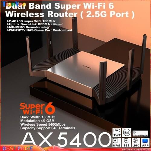 T P - Link AX5400 WiFi6 Router MESH 2.4+5G DuaL Band Wireless +2.5G(2500Mbps) SFP Port + x4*Gbps Ethernet port TL-XDR5480 Turbo