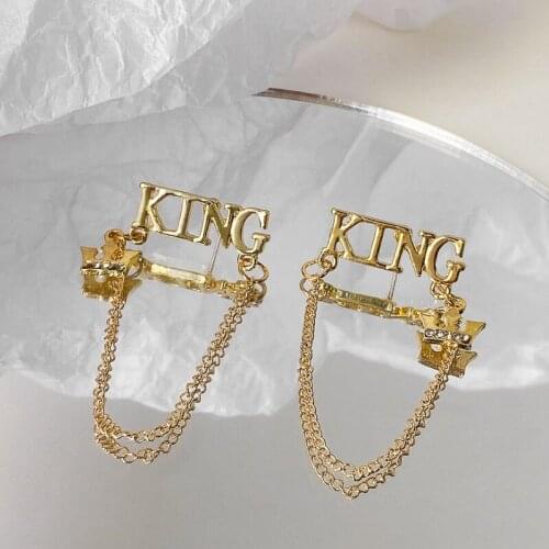 VSnow Temperament Letter Crown Long Chain Tassel Dangle Earring for Women Classic Rhinestones Metal Earring Jewelry Pendientes