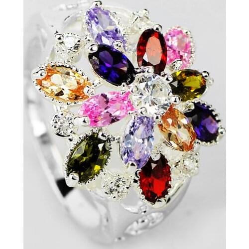 YaYI Fashion Women Jewelry Ring Colourful CZ Silver Color Engagement Rings wedding Rings Party Rings Gift